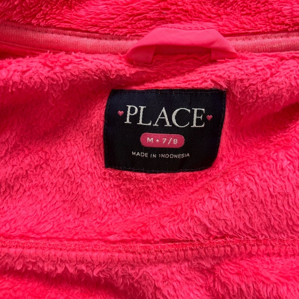 Children’s Place M 7/8 Hot Pink Fuzzy Fleece Full Zip Jacket - Picture 7 of 10
